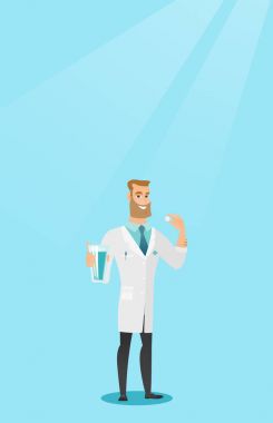 Genç Beyaz doktor alma hapları.