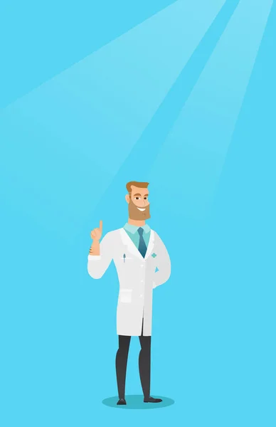 Doctor showing finger up vector illustration. — Stock Vector