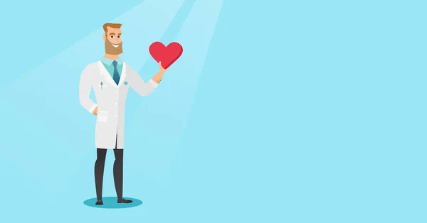 Läkare kardiolog innehavet hjärta. — Stock vektor