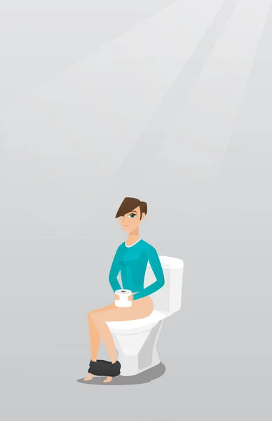 Kvinnan lider av diarré eller förstoppning. — Stock vektor