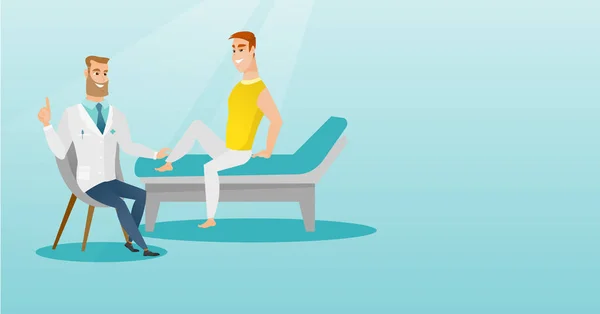 Fitnessstudio-Arzt überprüft Knöchel eines Patienten. — Stockvektor
