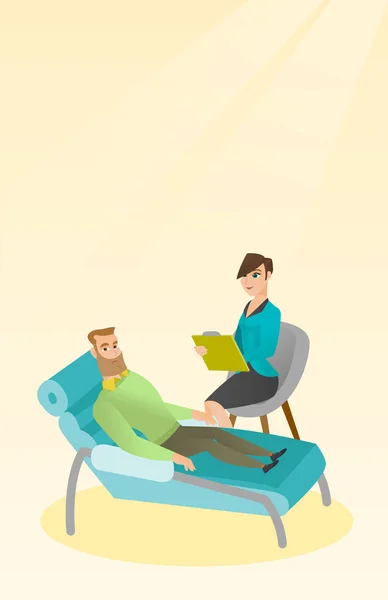 Psychologist having session with patient. — Stock Vector