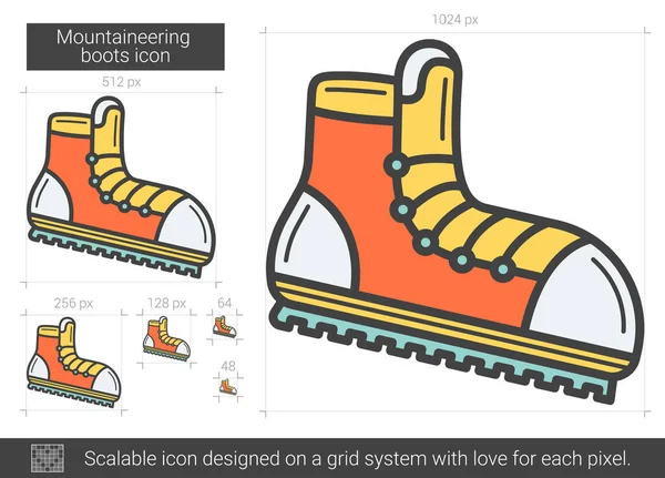 Botas montañismo línea icono . — Vector de stock