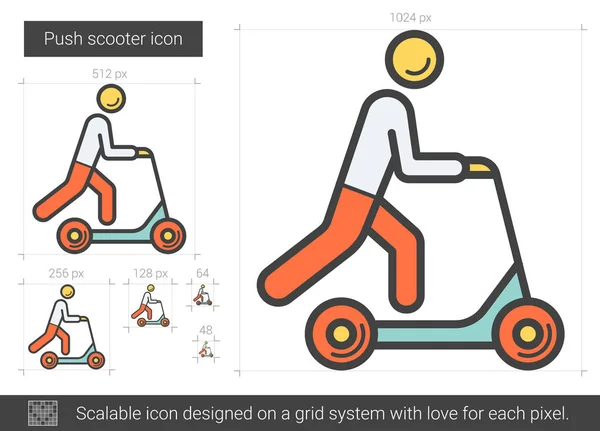 Push scooter lijn pictogram. — Stockvector