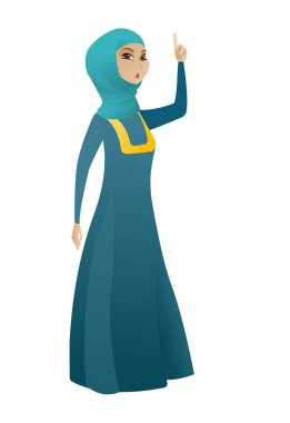 İş kadını açık ağız parmak işaret ile.