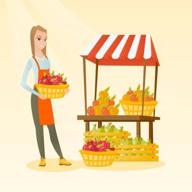 Kutu elma dolu tutarak Manav.