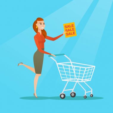 Satışa markete acele kadın.