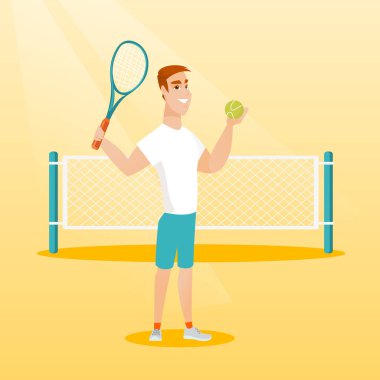 Genç Beyaz tenis oyuncusu.