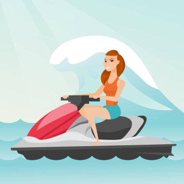 Kafkas kadın denizde su scooter sürme