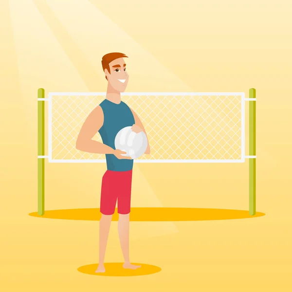 Jonge Kaukasische beach volleyballer. — Stockvector
