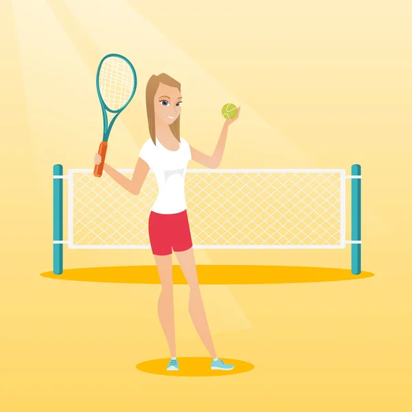 Jonge Kaukasische tennisser. — Stockvector