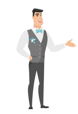 Hoş bir jest kolundan dışarı ile damat.