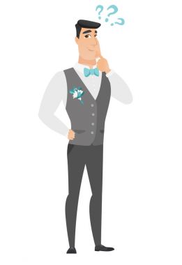 Soru işareti olan düşünme damat.