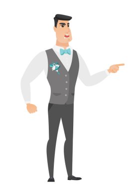 Öfkeli damat çığlık vektör çizim.