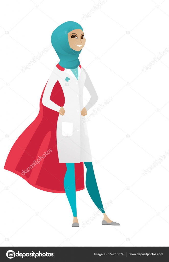 Muslim doctor wearing a red superhero cloak. Stock Vector Image by  ©VisualGeneration #159015374