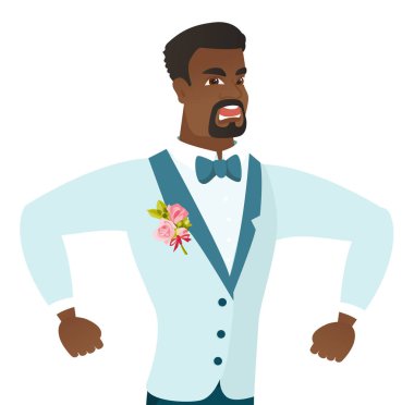 Genç Afro-Amerikan kızgın damat çığlık.