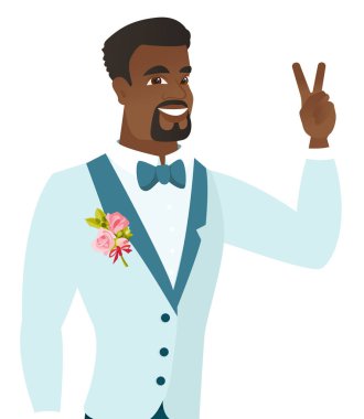 Zafer jest gösterilen genç Afrika damat.