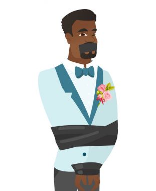 Genç Afro-Amerikan damat iple bağladı.
