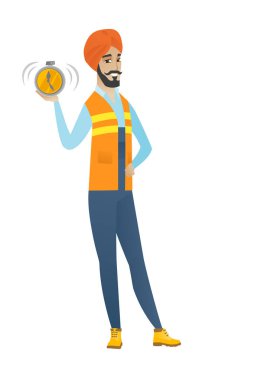 Çalar saat tutan genç hindu Oluşturucu.