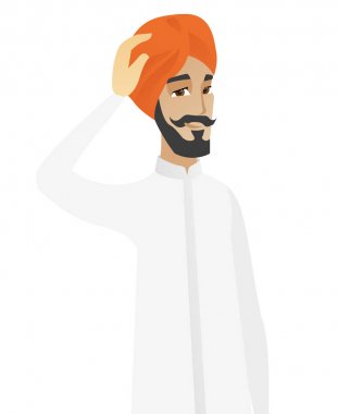 Genç hindu işadamı başını tırmalamak.