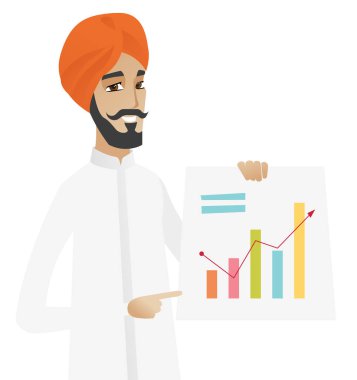 Hindu işadamı gösteren mali grafik.