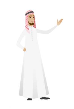 Müslüman işadamı bir yön gösteren.