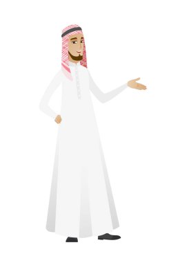 iş adamı kolundan dışarı hoş bir jest ile.