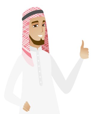 Genç Müslüman işadamı başparmak giving yukarıya.