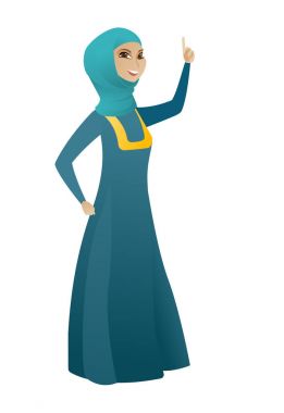 İş kadını onun işaret parmağı ile işaret.