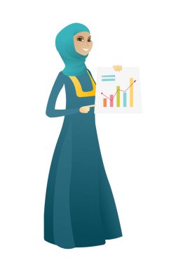 Müslüman iş kadın gösteren mali grafik.