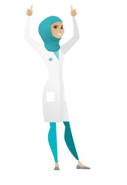 Yükseltilmiş silah ile ayakta doktor.