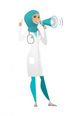 Müslüman doktor hoparlör konuşmak.