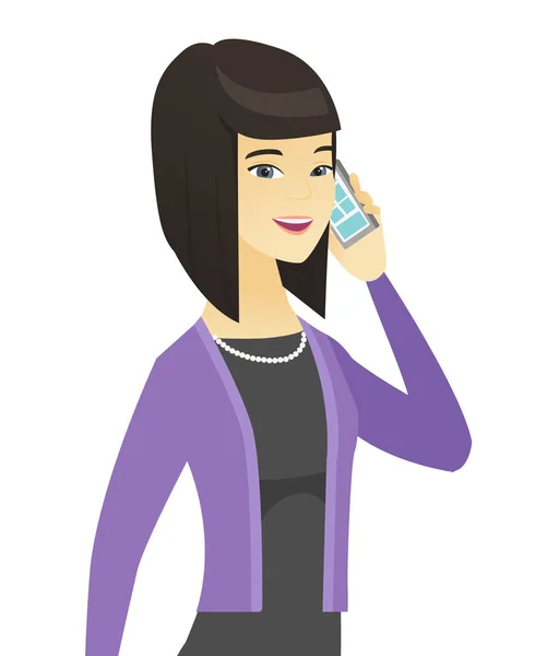Azjatycki biznes kobieta rozmawia przez telefon komórkowy. — Wektor stockowy