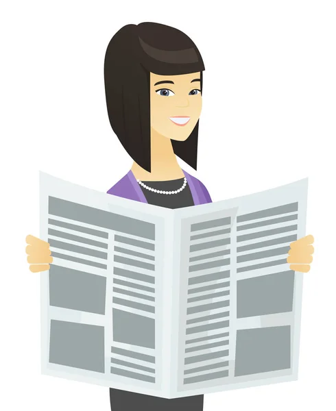 Azjatycki biznes Woman czytanie gazety. — Wektor stockowy