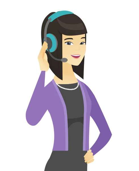 Asian customer service operator in headset. — Stock Vector