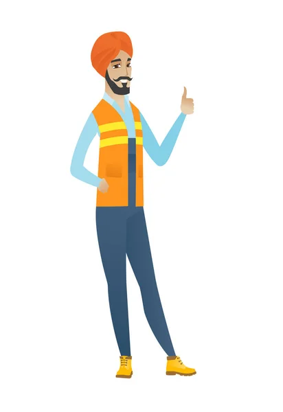 Young hindu builder giving thumb up. — Stock Vector