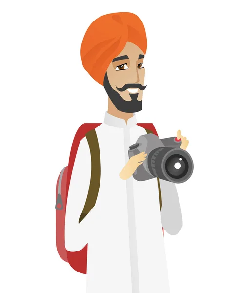 Hindu alam fotografer dengan kamera digital . - Stok Vektor