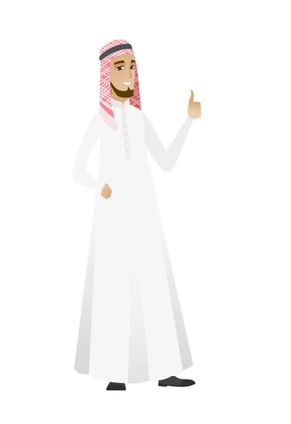 Young muslim businessman giving thumb up. — Stock Vector