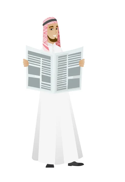 Moslim zakenman lezing krant. — Stockvector