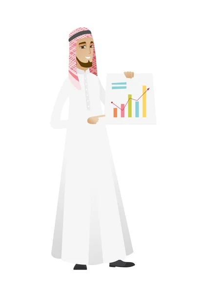 Moslim zakenman weergegeven: financiële grafiek. — Stockvector