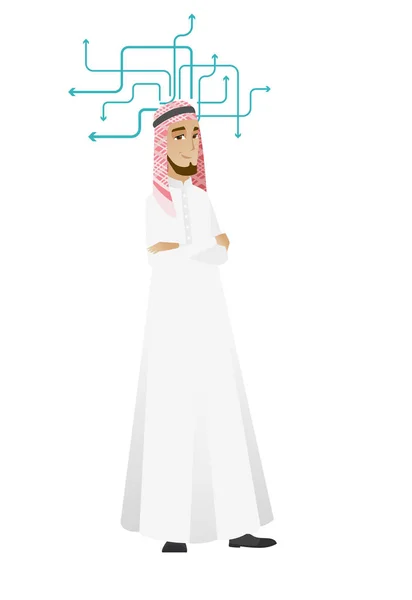 Jeune homme d'affaires musulman penser . — Image vectorielle