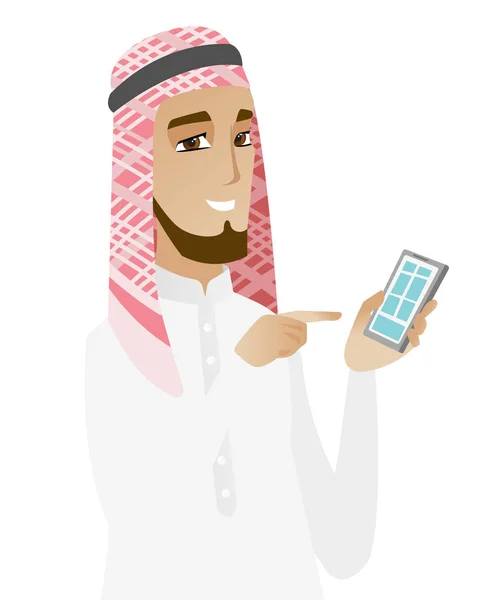 イスラム教徒の実業家保有携帯電話. — ストックベクタ