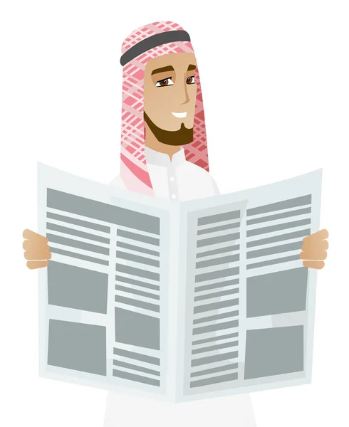 Muslimischer Geschäftsmann liest Zeitung. — Stockvektor