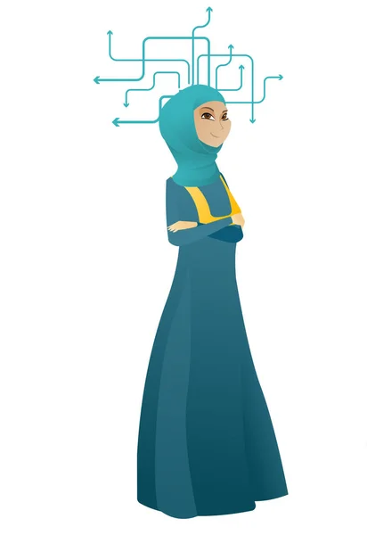 Jeune femme d'affaires musulmane penser . — Image vectorielle