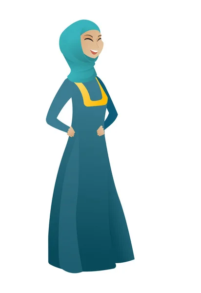 Young muslim business woman laughing. — Stock Vector