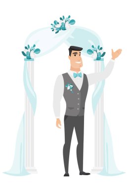 Mutlu Damat Düğün kemer altında duran.