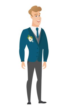 Genç Beyaz mutlu damat.