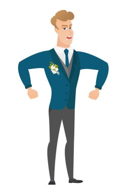 Genç Beyaz kızgın damat çığlık.