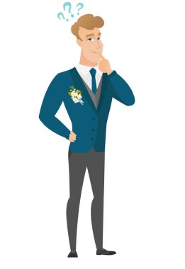 Soru işareti olan düşünme damat.