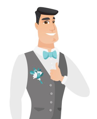 Başparmak vazgeçerek genç beyaz damat.